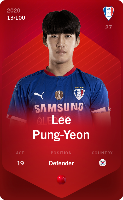 Sorare - Sorare Official - Lee Pung-Yeon 2020-21 • Rare 13/100 - NFT # 22840893272013203839446892578302738279997516544234970983781238663630293942753