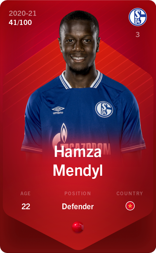 Sorare - Sorare Official - Hamza Mendyl 2020-21 • Rare 41/100 - NFT # 114974790132655923706165937122952242174811682229125176553840243436207837186851