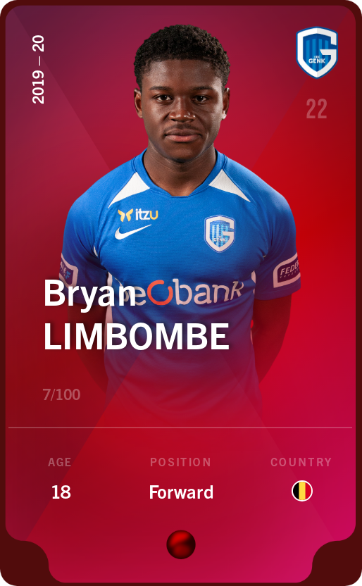 Sorare - Sorare Official - Bryan Limbombe 2019-20 • Rare 7/100 - NFT # 69301792377490339536584193734300163745026814801748560838393212564719645889345