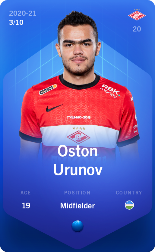 Sorare - Sorare Official - Oston Urunov 2020-21 • Super Rare 3/10 - NFT # 105192958392777710613154810767658111833870076408643388562880980662959442997060