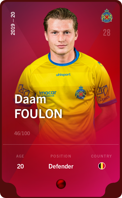 Sorare - Sorare Official - Daam Foulon 2019-20 • Rare 46/100 - NFT # 12418247582756819254196820254534340054560651420106120277589406716260346510115