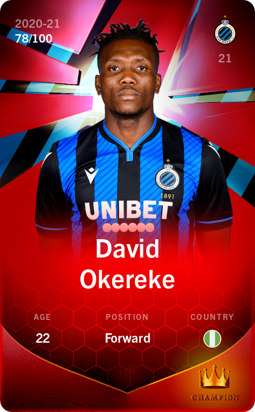Sorare - Sorare Official - David Okereke 2020-21 • Rare 78/100 - NFT # 9954884756071426261939899640289506043846391097954799436152729649042159075941