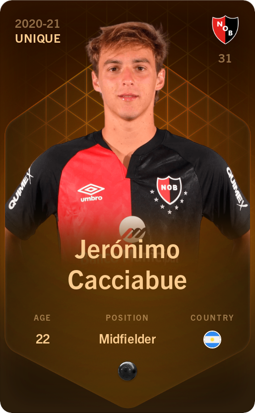 Sorare - Sorare Official - Jerónimo Cacciabue 2020-21 • Unique - NFT # 14566876888082619027437452047607814002720467425587457117651148388944348794613