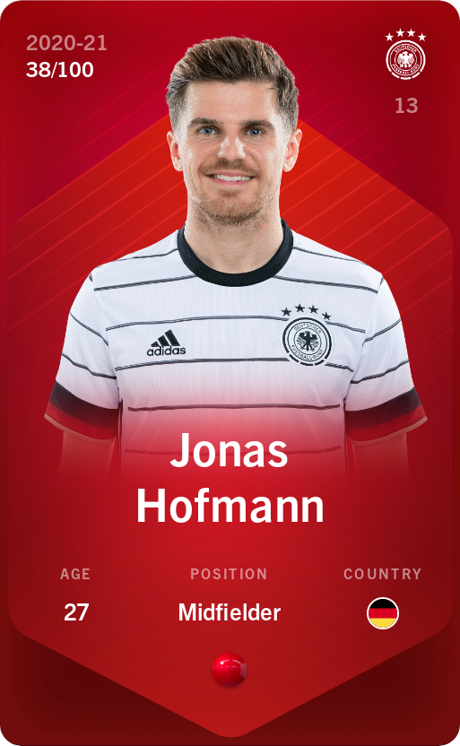 Sorare - Sorare Official - Jonas Hofmann 2020-21 • Rare 38/100 - NFT # 33636151929226593349486014569196572504718067078438231892674968435217021479238