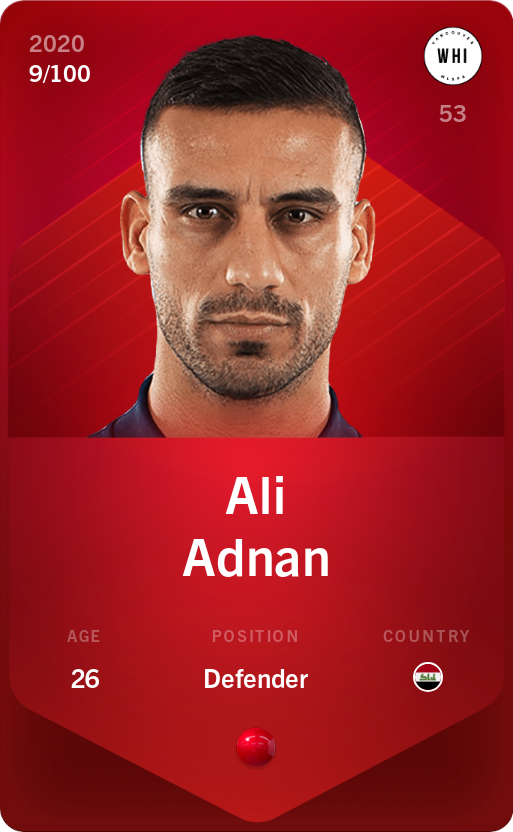 Sorare - Sorare Official - Ali Adnan 2020-21 • Rare 9/100 - NFT # 97668748128763702103199889118261767780976960400473405568290699729683085251617