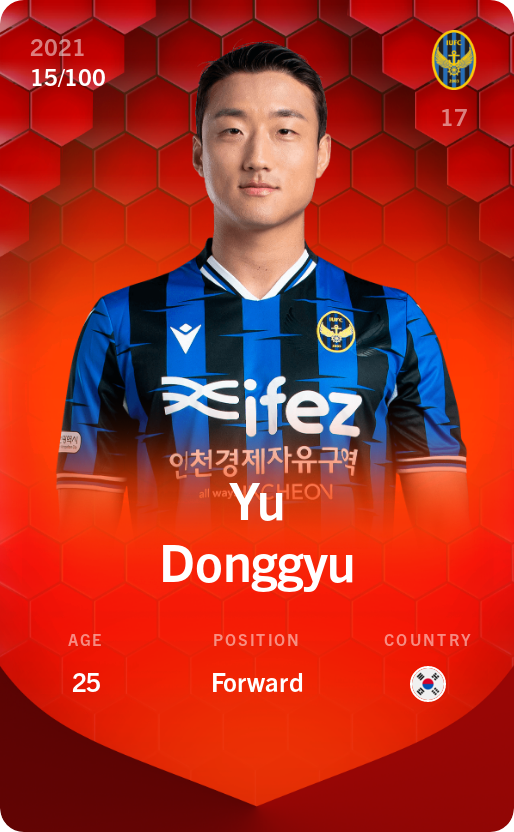 Sorare - Sorare Official - Yu Donggyu 2021-22 • Rare 15/100 - NFT # 82637880189792063578027568752033922473294269841448185635080474114021306306822