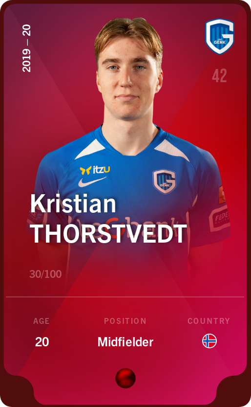 Sorare - Sorare Official - Kristian Thorstvedt 2019-20 • Rare 30/100 - NFT # 110554023829648573389910560437765344916065543057472002711539288912853931897673