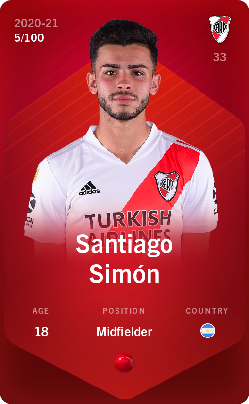 Sorare - Sorare Official - Santiago Simón 2020-21 • Rare 5/100 - NFT # 50870523846668815071608285057461174745462784469971941918581307524731847974713