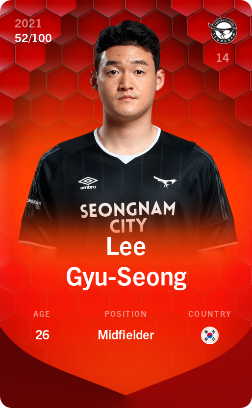 Sorare - Sorare Official - Lee Gyu-Seong 2021-22 • Rare 52/100 - NFT # 44683477870739881457431525855469985447542483521561952915999188389076119814669