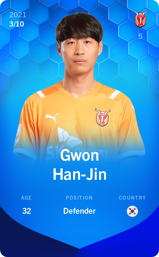 Sorare - Sorare Official - Gwon Han-Jin 2021-22 • Super Rare 3/10 - NFT # 5431384858772043496061032031709418683518497662411489614847211831911927201933