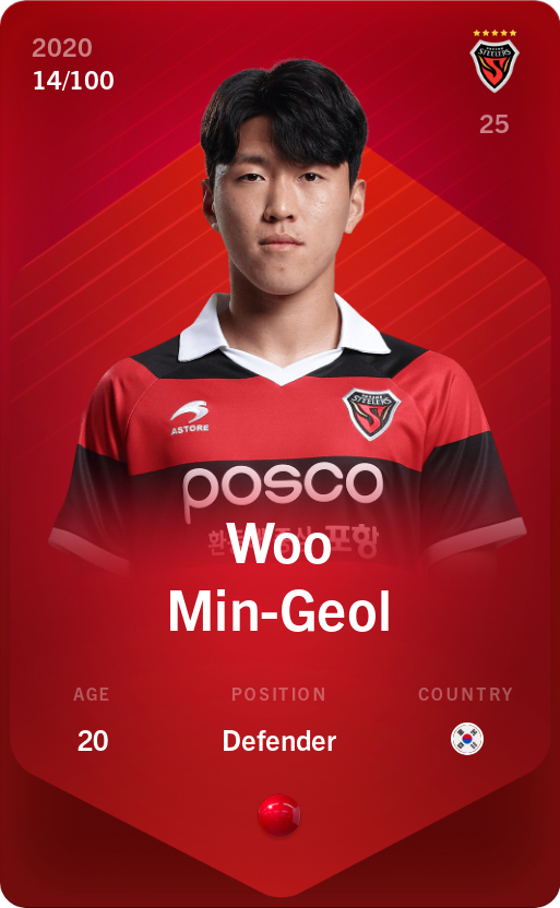 Sorare - Sorare Official - Woo Min-Geol 2020-21 • Rare 14/100 - NFT # 37376754424765830897497120622183386040378707376897985301137496401993548081829