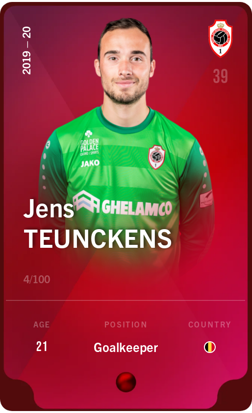 Sorare - Sorare Official - Jens Teunckens 2019-20 • Rare 4/100 - NFT # 107934055893875408800427136256800904011923498109401557074545102356653540935104