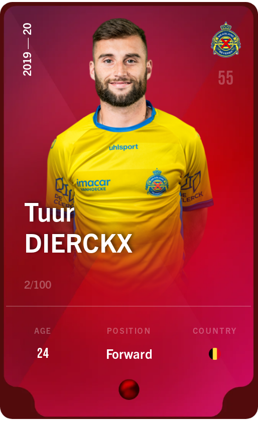 Sorare - Sorare Official - Tuur Dierckx 2019-20 • Rare 2/100 - NFT # 110272128390741718755169561928684111763202979367615088254338588448758038374601