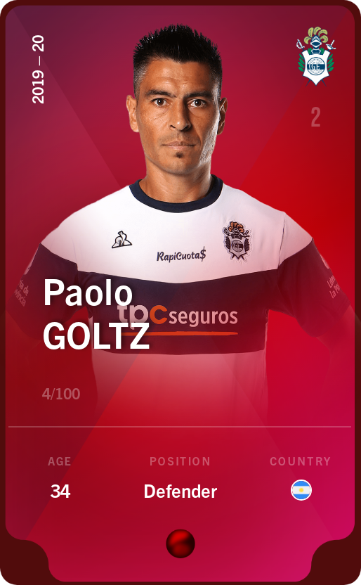 Sorare - Sorare Official - Paolo Goltz 2019-20 • Rare 4/100 - NFT # 8970903719608414922390871009694087513260587317003525919001077926314229529102