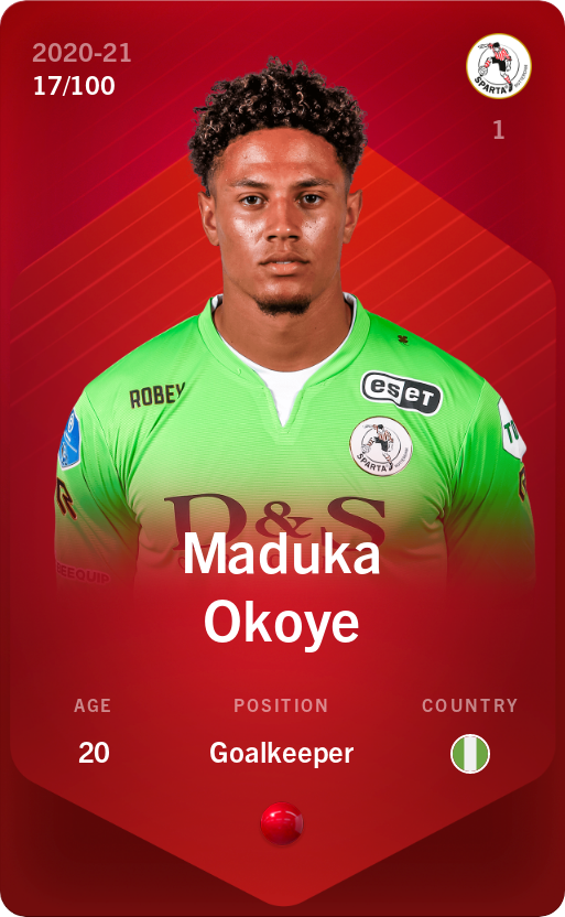 Sorare - Sorare Official - Maduka Okoye 2020-21 • Rare 17/100 - NFT # 18553928859537789824560789499143532921153478217015015140379975299585695637066