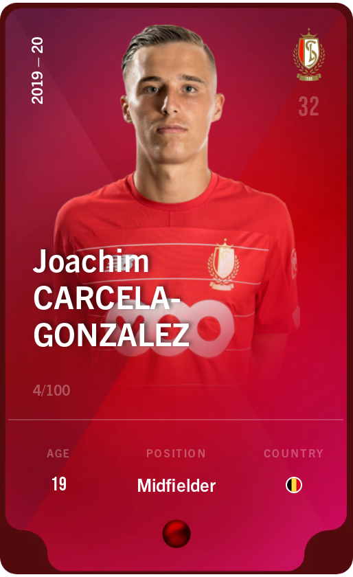 Sorare - Sorare Official - Joachim Carcela-Gonzalez 2019-20 • Rare 4/100 - NFT # 62265985470573122754923396780285326751806251527099942479901677987038355740927