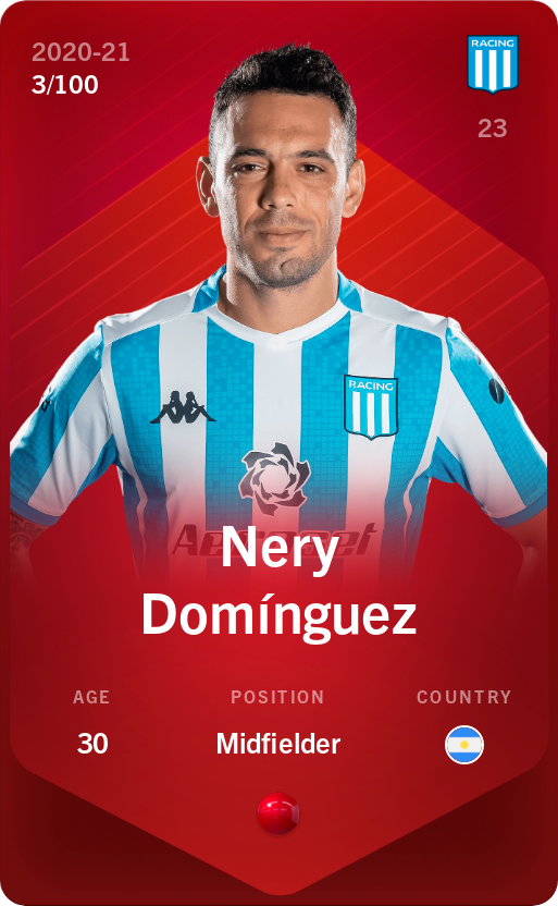 Sorare - Sorare Official - Nery Domínguez 2020-21 • Rare 3/100 - NFT # 25014776990384851194830609060376140592757515760600324812447589658297003050775