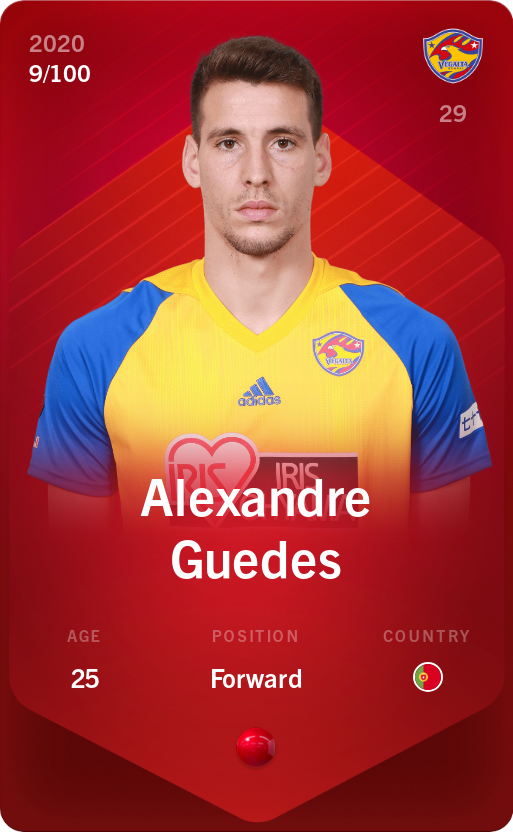 Sorare - Sorare Official - Alexandre Guedes 2020-21 • Rare 9/100 - NFT # 73798662404287296025819224302119922164595581496304057356813556351168916914263