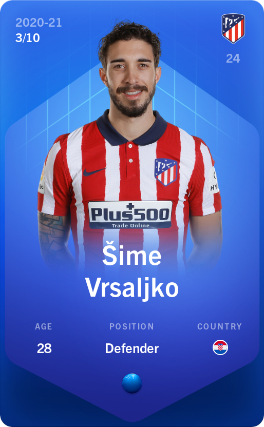 Sorare - Sorare Official - Šime Vrsaljko 2020-21 • Super Rare 3/10 - NFT # 115773438091643815801288610115821318616252783181647980251984832773766716696793