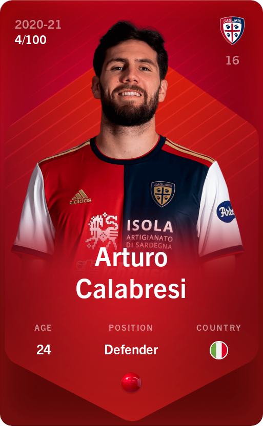 Sorare - Sorare Official - Arturo Calabresi 2020-21 • Rare 4/100 - NFT # 99321098055657274756673694051392381215796978724637243229609537857606915712164