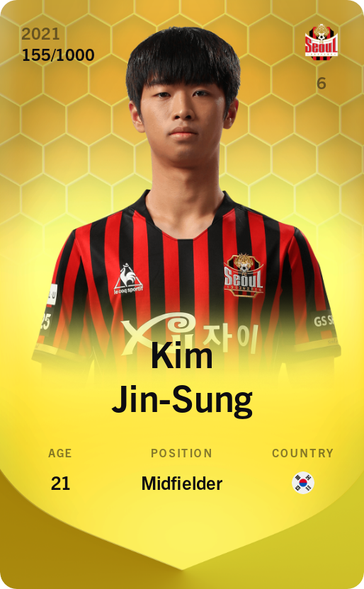 Sorare - Sorare Official - Kim Jin-Sung 2021-22 • Limited 155/1000 - NFT # 53350067436536567758961835420329038255659068422474903774518167381816614066301