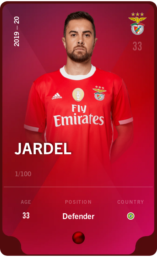 Sorare - Sorare Official - Jardel 2019-20 • Rare 1/100 - NFT # 93520470384106151702748060306345735329724437822461101447686405119279298363926