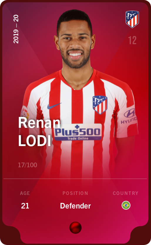 Sorare - Sorare Official - Renan Lodi 2019-20 • Rare 17/100 - NFT # 9263754854579696662810559092085025854500127848797840255087630429546301777958
