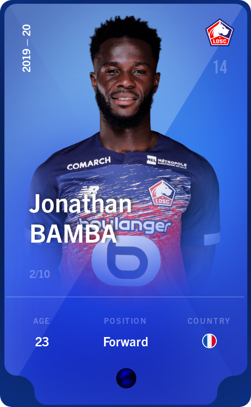 Sorare - Sorare Official - Jonathan Bamba 2019-20 • Super Rare 2/10 - NFT # 5669800883723632575275148681203541419196553821289934594718770254857336444371