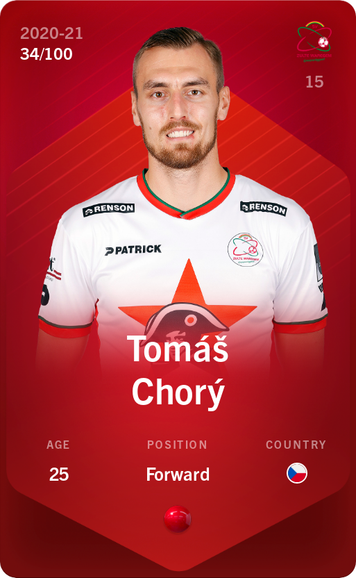 Sorare - Sorare Official - Tomáš Chorý 2020-21 • Rare 34/100 - NFT # 7556876354570877707470055328155933316317494998353223850876770685850960427361