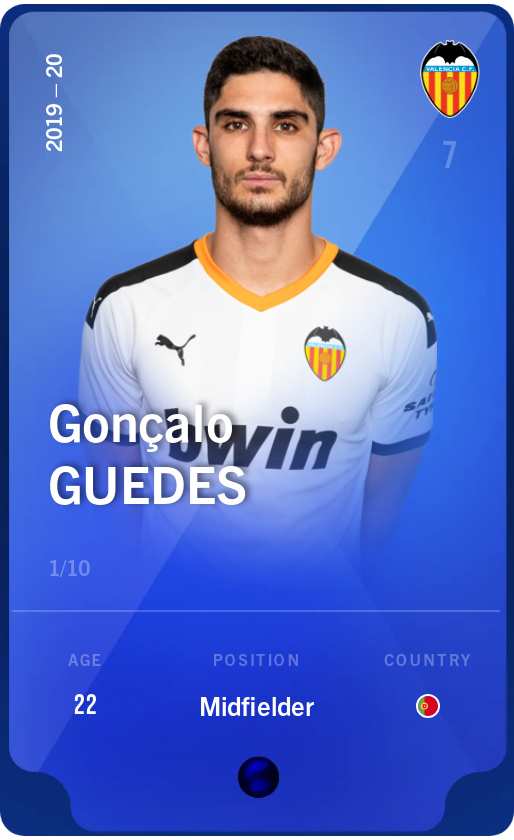 Sorare - Sorare Official - Gonçalo Guedes 2019-20 • Super Rare 1/10 - NFT # 67007055288603112881888488230257858639175074347739963887601881862541816387515