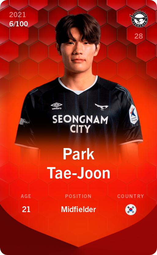 Sorare - Sorare Official - Park Tae-Joon 2021-22 • Rare 6/100 - NFT # 114649485871559000265688373352989915024847280494151411394224911460630140137663