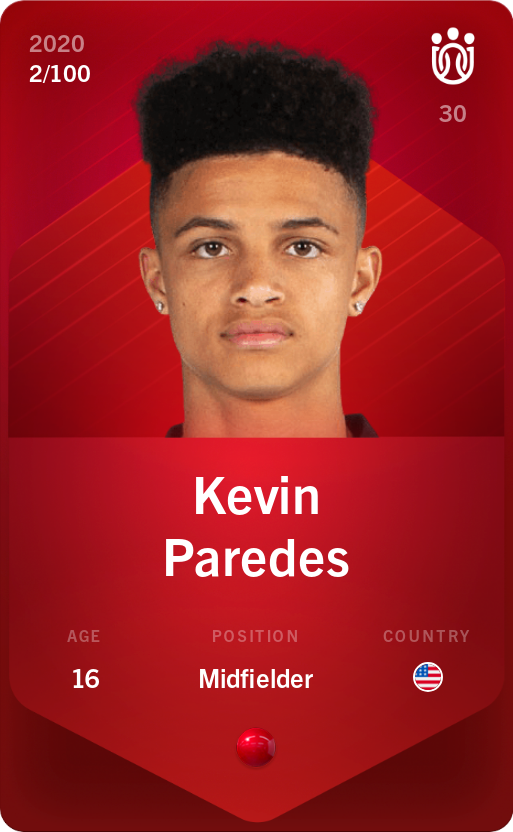 Sorare - Sorare Official - Kevin  Paredes 2020-21 • Rare 2/100 - NFT # 103329007325546875832025972026225188831323027503648503854350885464353612770428