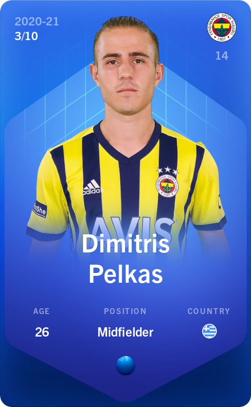 Sorare - Sorare Official - Dimitris Pelkas 2020-21 • Super Rare 3/10 - NFT # 24545361131471345583941707071776084061274266527805686029257988257154203595850