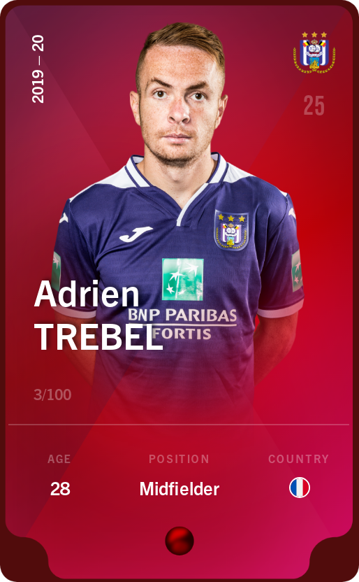 Sorare - Sorare Official - Adrien Trebel 2019-20 • Rare 3/100 - NFT # 28575040540774662194777739452611808765799052478166908937288305409727828419968