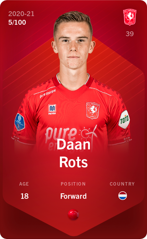 Sorare - Sorare Official - Daan Rots 2020-21 • Rare 5/100 - NFT # 43656542441535602480660031066754960405790617224862811920587578609803229813947