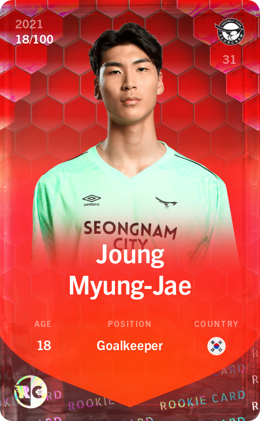 Sorare - Sorare Official - Joung Myung-Jae 2021-22 • Rare 18/100 - NFT # 63021684050797872177428978905314880486905482714956108782024720912268605649730