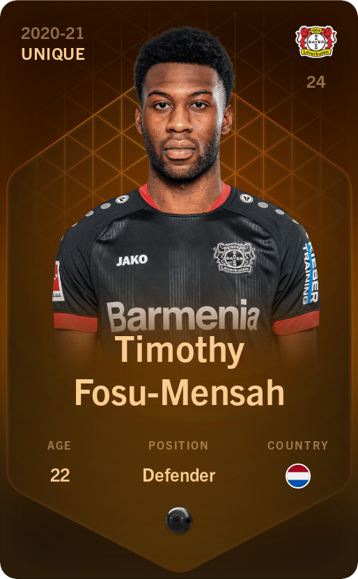 Sorare - Sorare Official - Timothy Fosu-Mensah 2020-21 • Unique - NFT # 111806442347748666671619966696609845509311788739231155653971989283997084036294