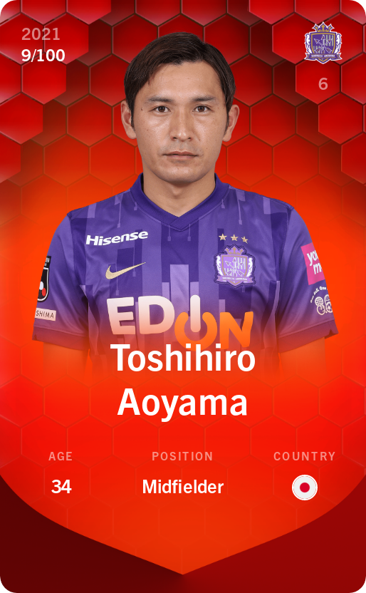 Sorare - Sorare Official - Toshihiro Aoyama 2021-22 • Rare 9/100 - NFT # 82788409316116165977311431827753095157565742997666350379111939888286848782976