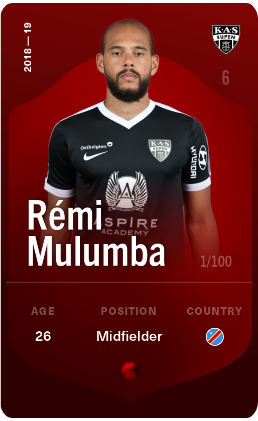 Sorare - Sorare Official - Rémi Mulumba 2018-19 • Rare 1/100 - NFT # 56677682447156644061345515809602754812508203762932612034884799365824297720783