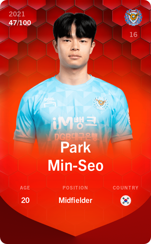 Sorare - Sorare Official - Park Min-Seo 2021-22 • Rare 47/100 - NFT # 29242820061475712116071931090295163192551598960560777489701992178169885816305