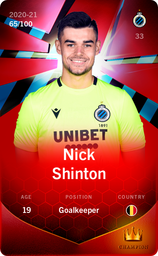 Sorare - Sorare Official - Nick Shinton 2020-21 • Rare 65/100 - NFT # 19423861427751521390878088325134903300371036375606806598390496546956603762041