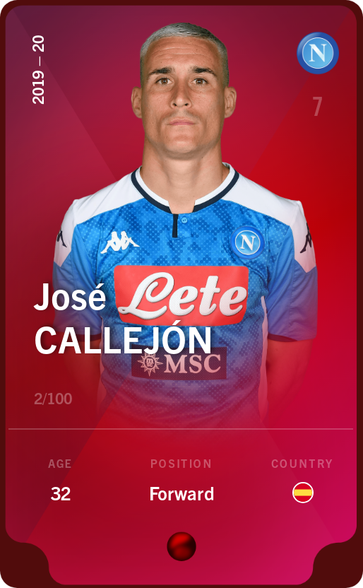 Sorare - Sorare Official - José Callejón 2019-20 • Rare 2/100 - NFT # 69298323572300100409658854487194850524969545142728144677930625761371477997934