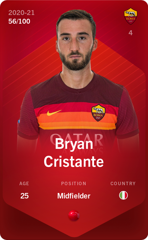 Sorare - Sorare Official - Bryan Cristante 2020-21 • Rare 56/100 - NFT # 11079840209075190595452340132757641119563268216623905732180415383085484789015