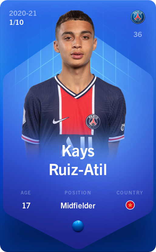 Sorare - Sorare Official - Kays Ruiz-Atil 2020-21 • Super Rare 1/10 - NFT # 72230804355606465230203107998518312057082584473530901676776519768847278838689