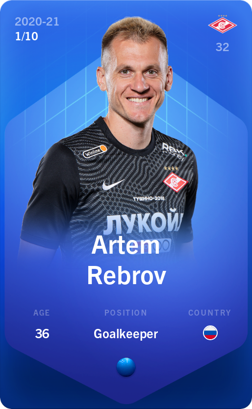 Sorare - Sorare Official - Artem Rebrov 2020-21 • Super Rare 1/10 - NFT # 73940143398146538534463221556443344554028779904960369795206227304520542404320