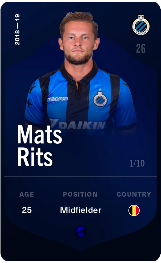 Sorare - Sorare Official - Mats Rits 2018-19 • Super Rare 1/10 - NFT # 28359882186072930173482799936080682176675056591358346536386999327711337725423