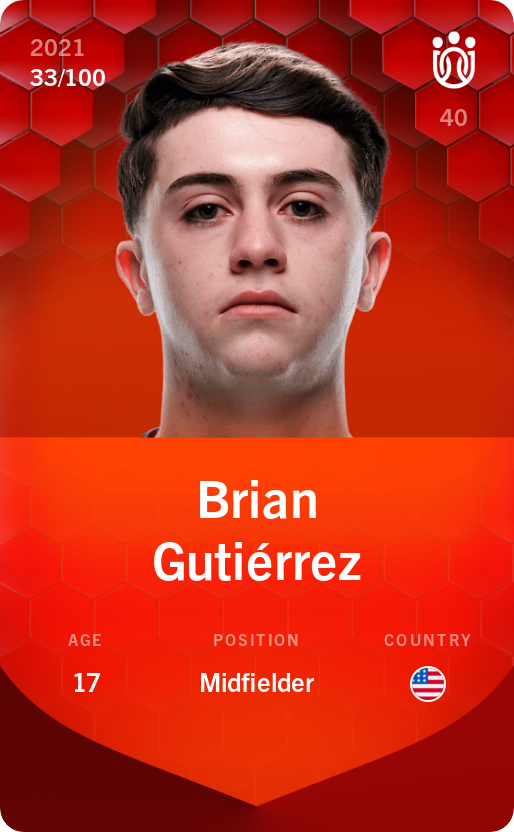 Sorare - Sorare Official - Brian Gutiérrez 2021-22 • Rare 33/100 - NFT # 81587519204437982297409603317232508323157137069219084900643898750959919168870