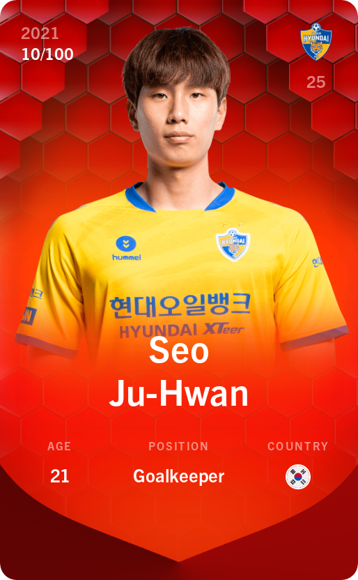 Sorare - Sorare Official - Seo Ju-Hwan 2021-22 • Rare 10/100 - NFT # 54525722000768584696687981606363444612685026827206290048835428064732848019045