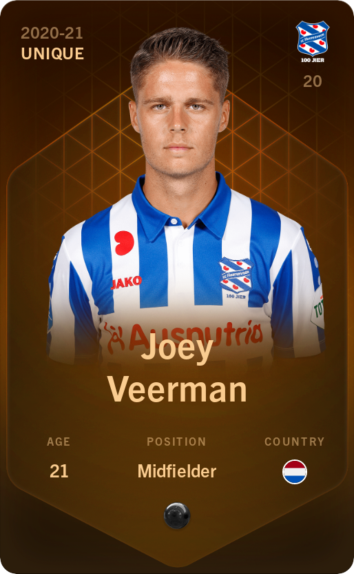 Sorare - Sorare Official - Joey Veerman 2020-21 • Unique - NFT # 96969131098602570291311504715823702821273655378909356134358887998638306748821