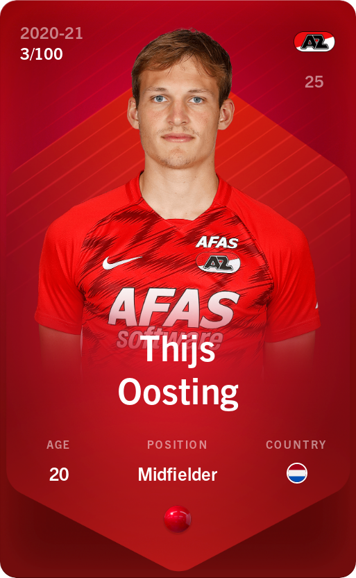 Sorare - Sorare Official - Thijs Oosting 2020-21 • Rare 3/100 - NFT # 110098728356936551299920640570927388586269547156744918554762106556566218165693